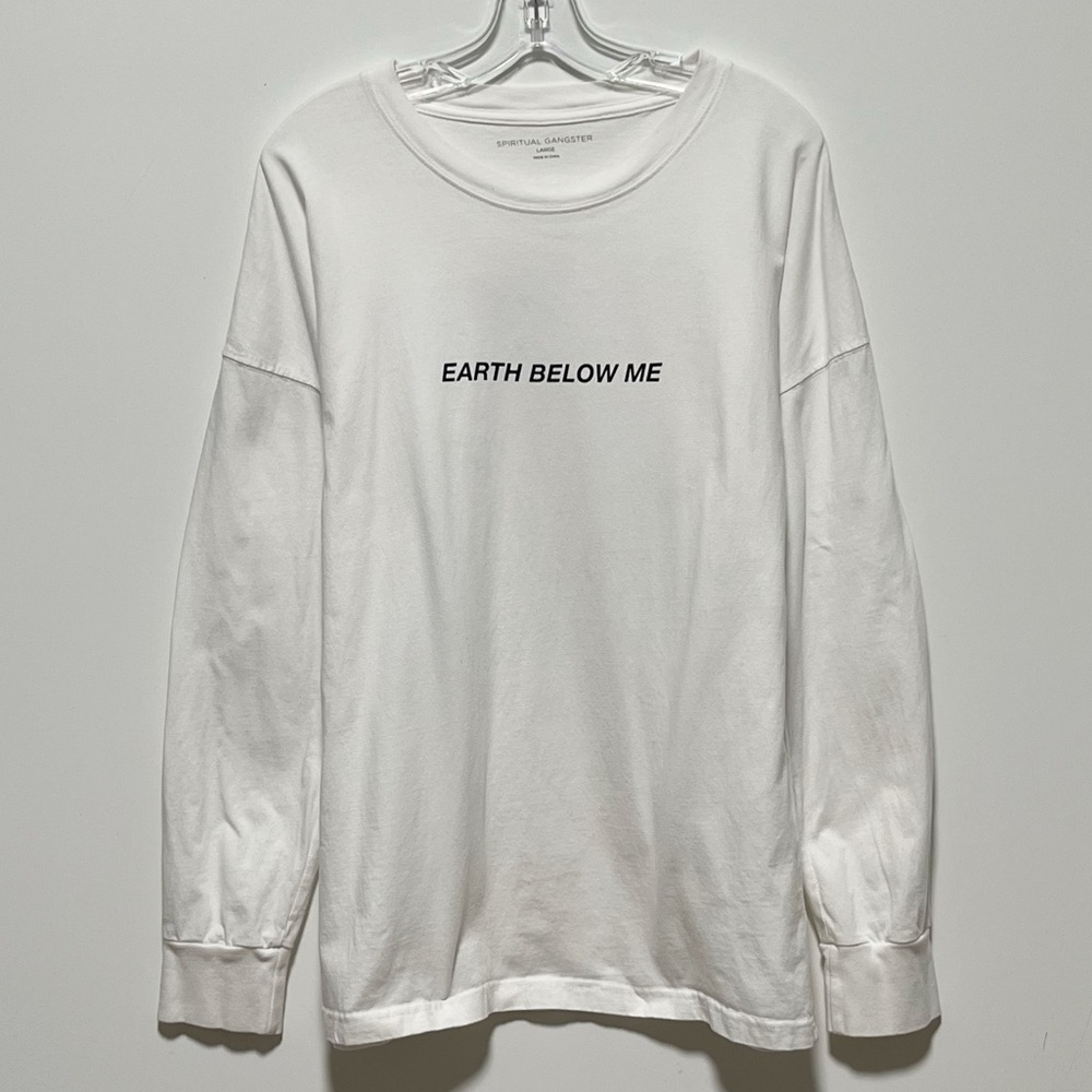 Spiritual Gangster white "Earth Below Me” graphic eye, yoga long-sleeve t-shirt - Picture 7 of 8
